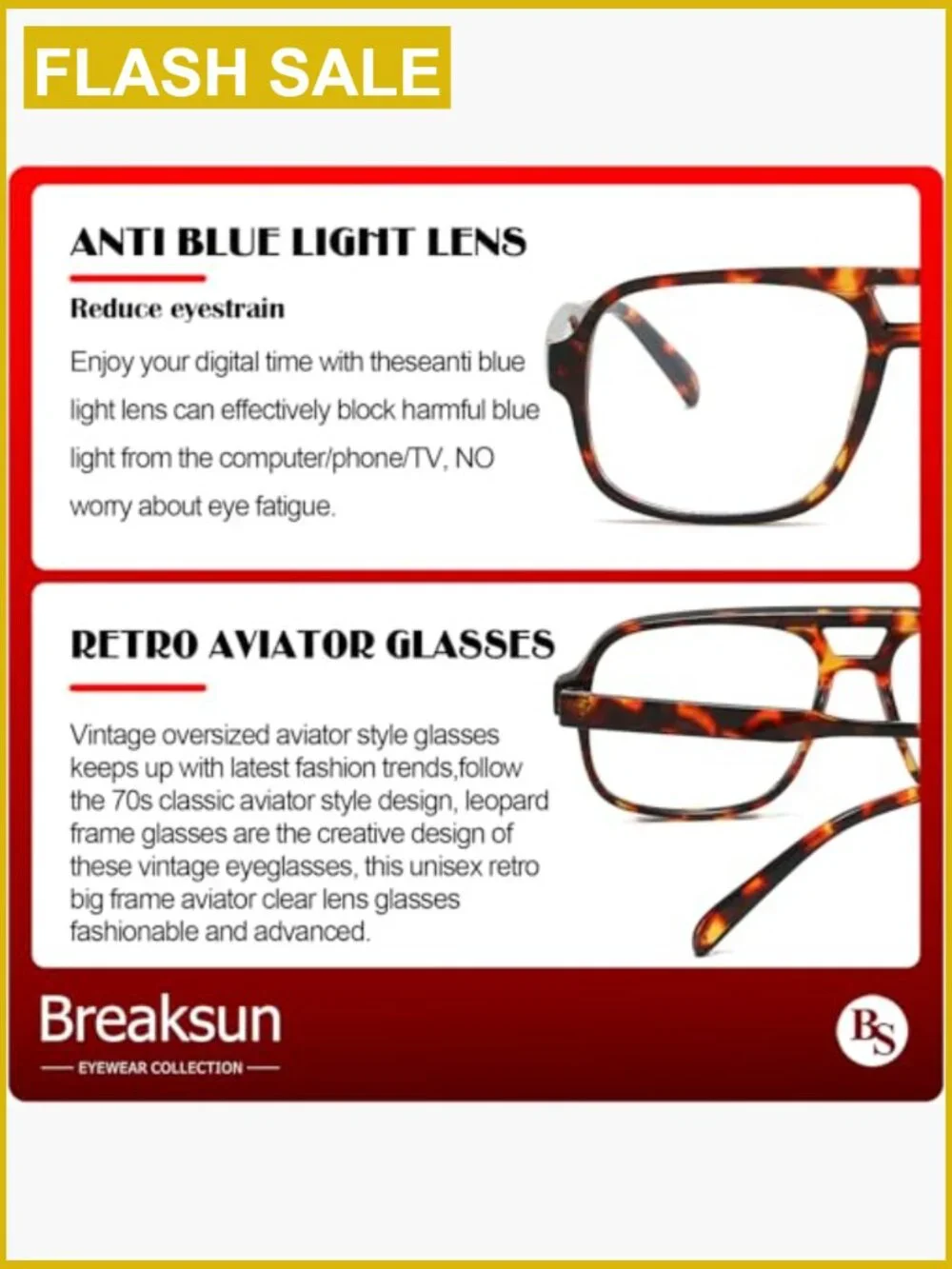 Oversized Square Aviator Blue Light Blocking Glasses - Retro